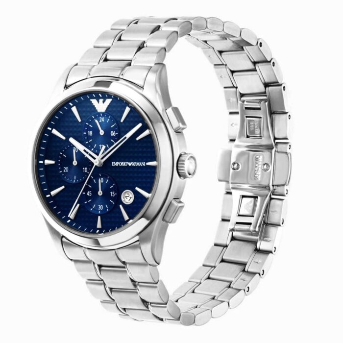 Emporio Armani Chronograph Blue Dial Silver Steel Strap Watch For Men - AR11528 - Image 3